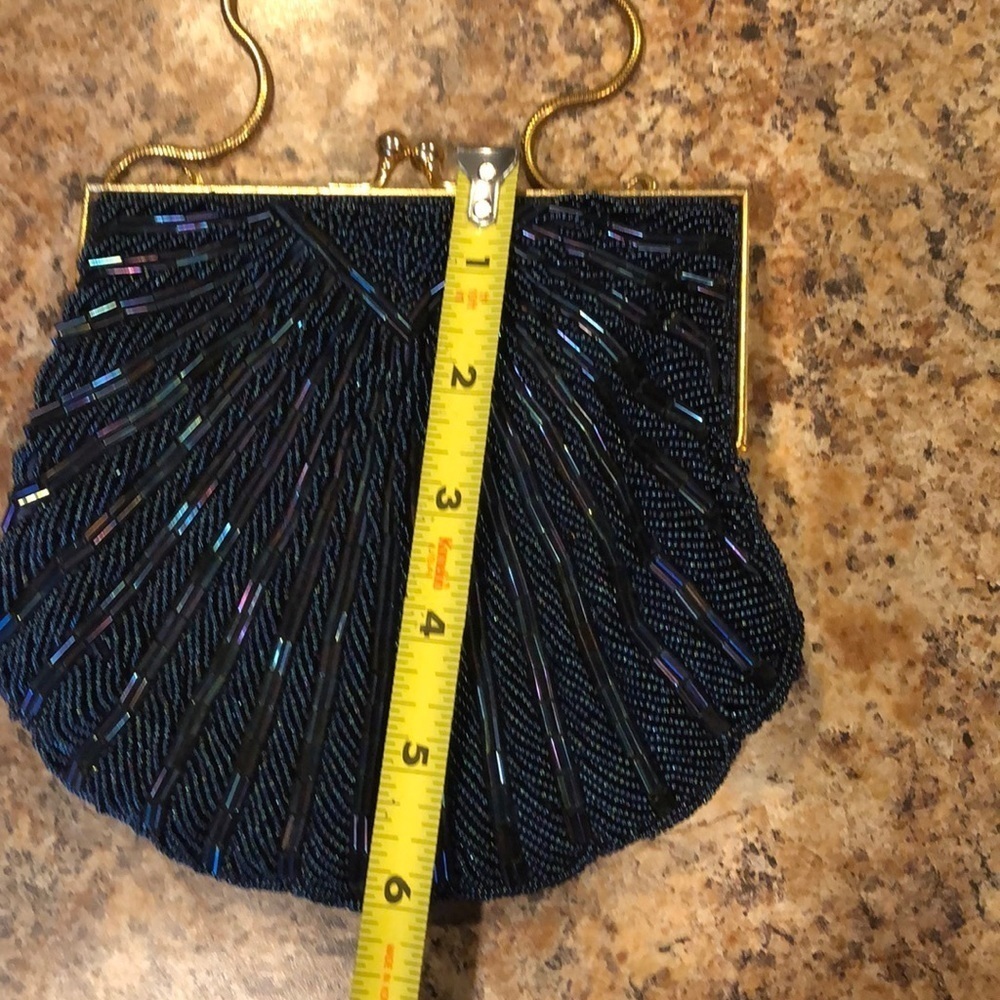 Gold Chain Blue Purple Beaded Pouch Bag - Picture 5 of 8